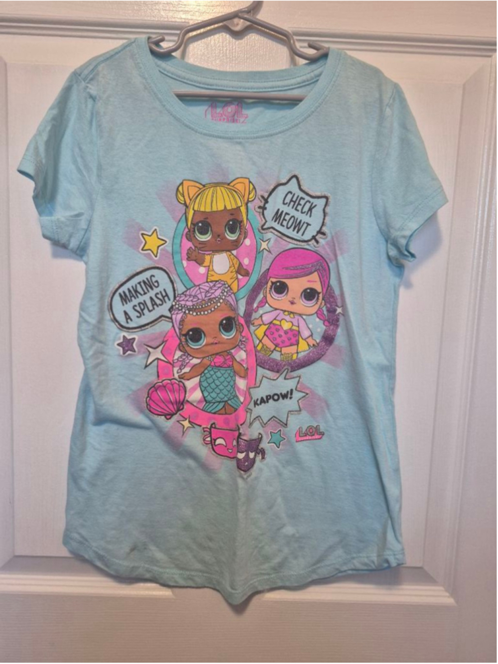 Girls L.O.L. Surprise! Short Sleeve Tee L Light Blue Pink